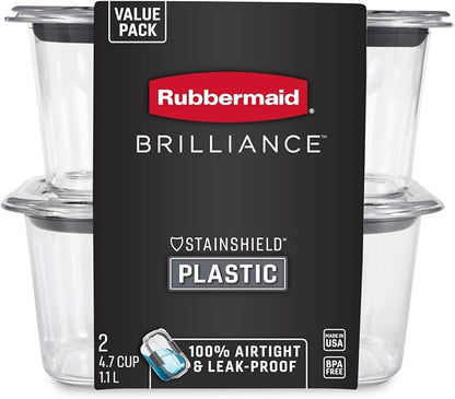 Rubbermaid Brilliance BPA-Free Food Storage Containers, Medium Deep, 4.7 Cup - Image 4