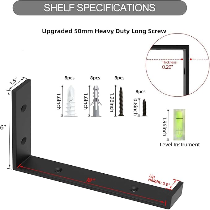 Shelf Bracket, Heavy Duty Floating Shelf Brackets 10-Inch Long - Image 3