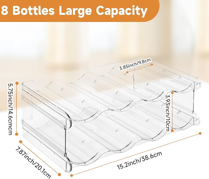 Stackable Water Bottle Organizer, SPOSPO Large Compartment Water Bottle Holder - Image 3