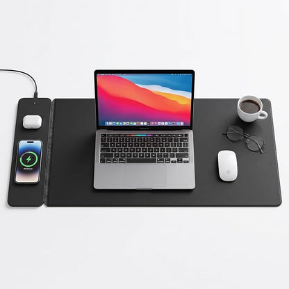 Wireless Charging Desk Mat, Detachable MagSafe & Qi Mouse Pad by Unknown