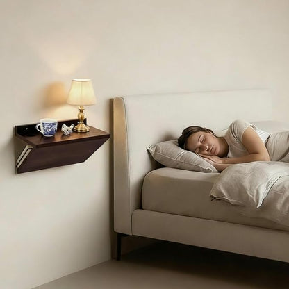 1 Pack 13 x 7 x 5.5 Inch Floating Nightstand Wooden Bedside V Shape Wall Shelf - Image 7