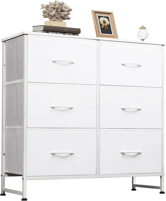 WLIVE Dresser for Bedroom with 6 Drawers, Metal Frame, Wooden Top, Fabric by WLIVE