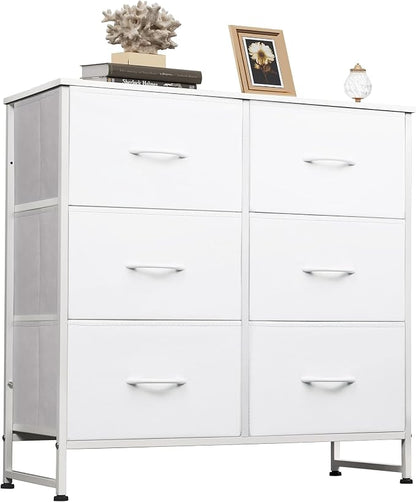 WLIVE Dresser for Bedroom with 6 Drawers, Metal Frame, Wooden Top, Fabric by WLIVE