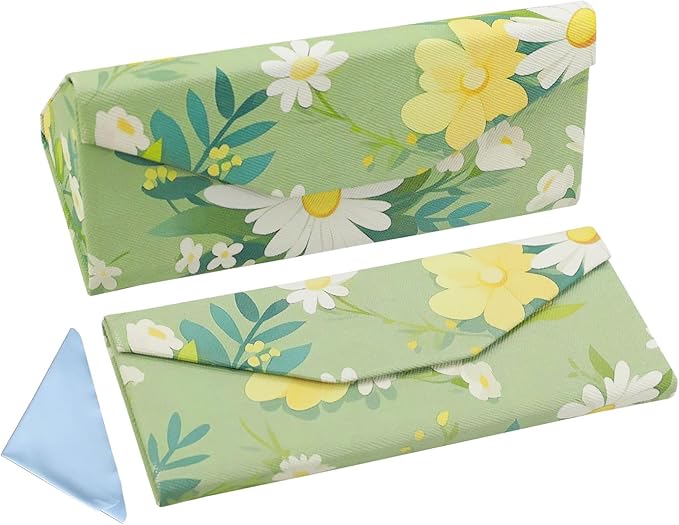 Foldable Glasses Case, Magnetic PU Leahter Sunglasses Case, Cute Hard Shell by FLYINGMAGE