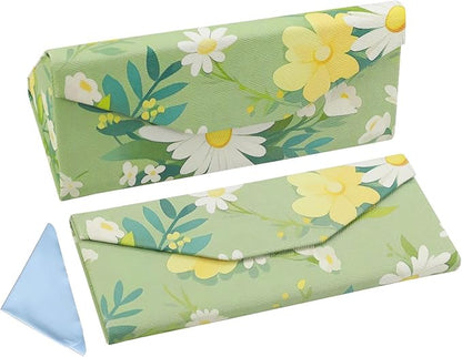 Foldable Glasses Case, Magnetic PU Leahter Sunglasses Case, Cute Hard Shell by FLYINGMAGE