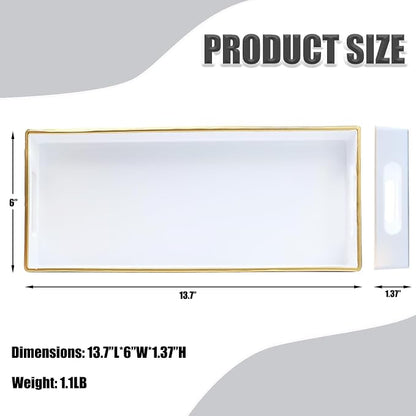 White Bathroom Vanity Tray for Countertop, Small Plastic Toilet Tank Versatile - Image 5