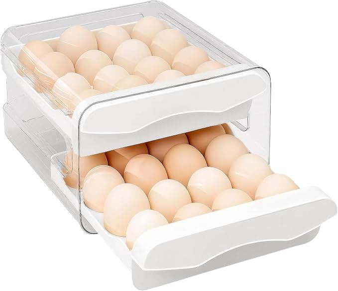Refrigerator egg rack, egg container, egg storage box, double-layer transparent by Unknown