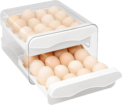 Refrigerator egg rack, egg container, egg storage box, double-layer transparent by Unknown
