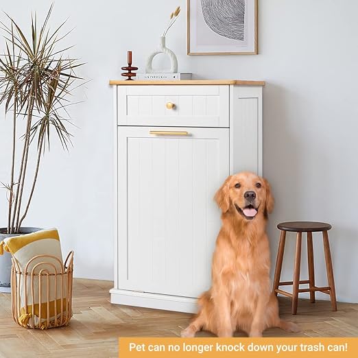 VINGLI Tilt Out Trash Cabinet, Garbage Can Cabinet - Image 2
