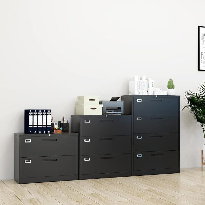 Lateral File Cabinet with Lock, 2 Drawer Large Metal Filing Cabinet, Home - Image 7