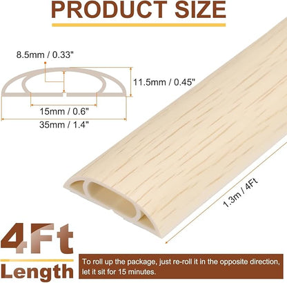 HARFINGTON 4ft Cord Cover Floor W0.6 x H0.33 Inner Channel PVC Hide Extension - Image 2