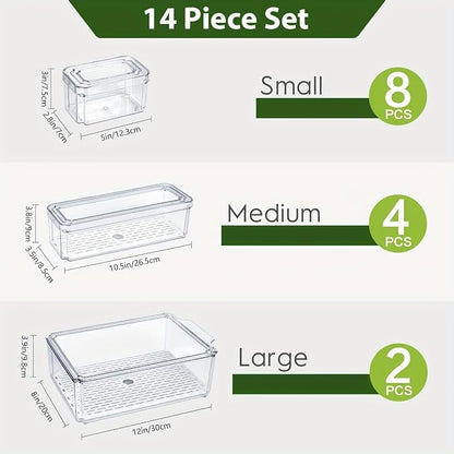 14 Pack Fridge Organizers and Storage, Plastic Material, - Image 2
