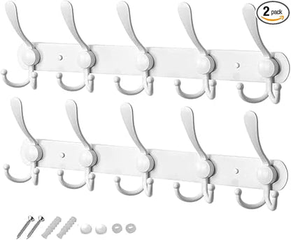 GlazieVault White Coat Hooks for Wall by GlazieVault