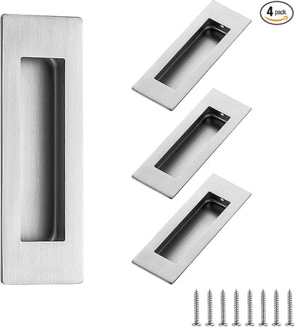 Ravinte 4 Pack Brushed Nickel Sliding Closet Door Handles Silver Flush Pulls by Ravinte