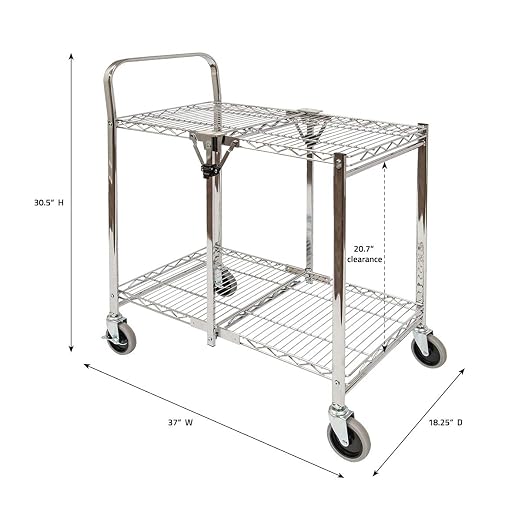 Luxor WSCC-2 Two-Shelf Collapsible Wire Utility Cart - Image 7