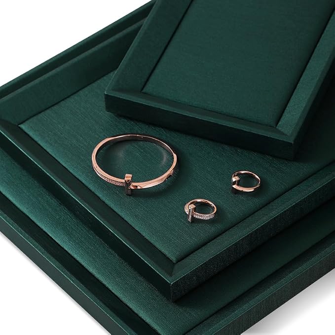 Jewelry Display For Selling, Leather Tray, Premium Green Jewelry Flat Tray - Image 6