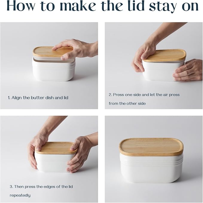 DOWAN Ceramic Butter Dish, Extra Large Butter Keeper - Image 4