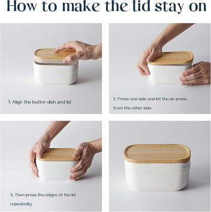 DOWAN Ceramic Butter Dish, Extra Large Butter Keeper - Image 4