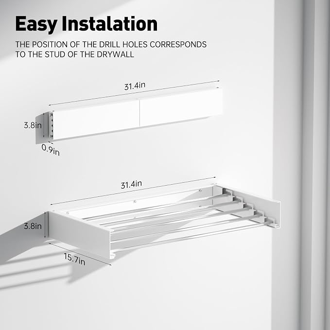 Wall Mounted Clothes Drying Rack, Extending Laundry Rack, Wall Mount Laundry - Image 6