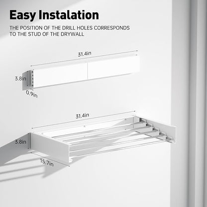 Wall Mounted Clothes Drying Rack, Extending Laundry Rack, Wall Mount Laundry - Image 6