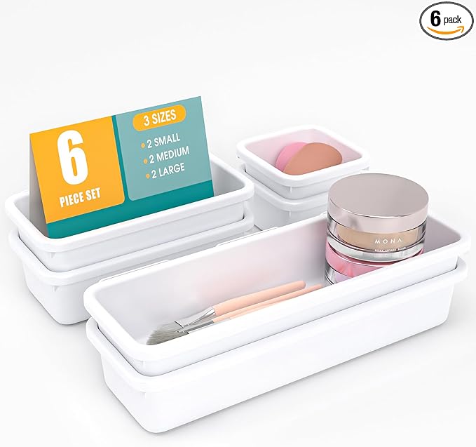 6 PCS Drawer Organizer Set, 3 Size Makeup Drawer Divider Organizer by StoreHappily