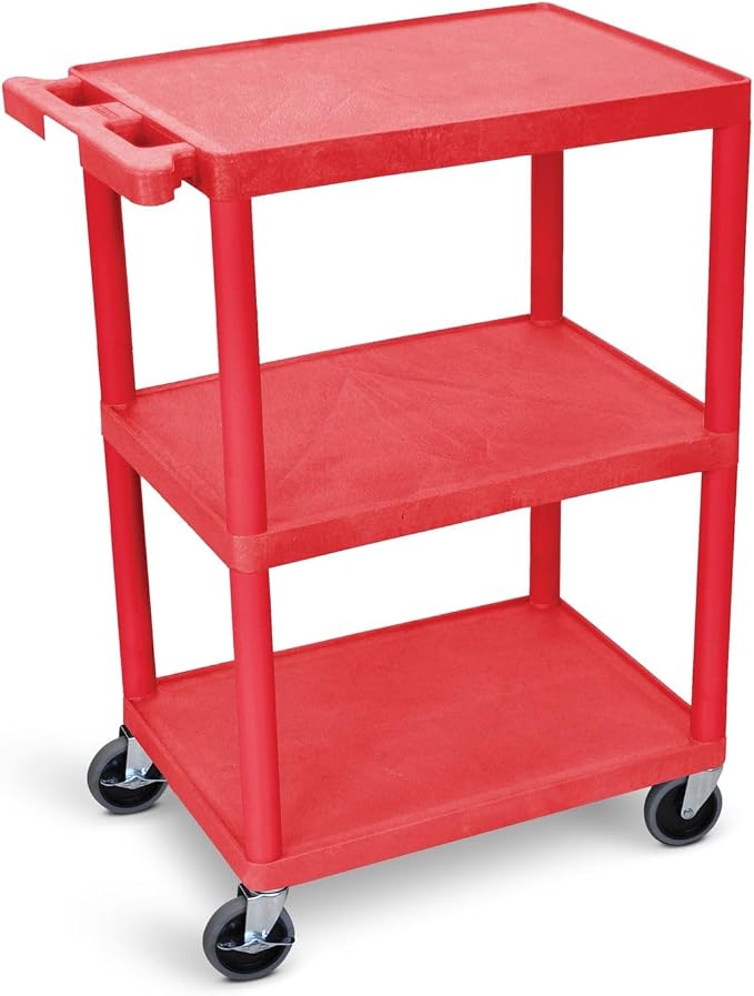 Luxor HE34 Utility Cart 3 Shelves Structural Foam Plastic by LuxorWorkspaces