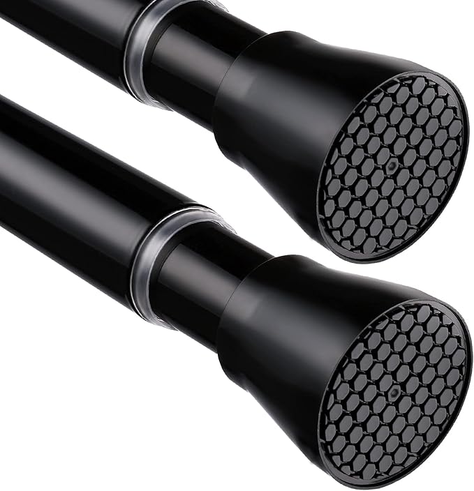 2 Pack Black Tension Curtain Rod 30 to 64 Inch, Adjustable Curtain Rod by MEXAUSPRINGCURTAINRODS