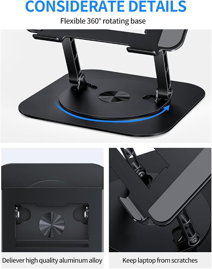 Adjustable Laptop Stand with 360 Rotating Base, Computer Stand - Image 6