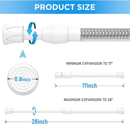 2 Pack Spring Tension Curtain Rod 17 to 28 Inch, DIY Small Curtain Rods No Drill - Image 2