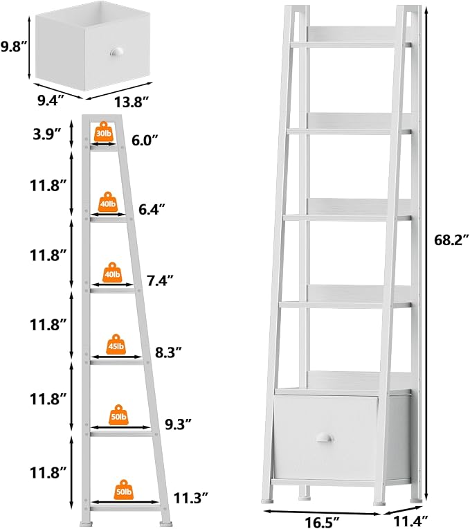 Furologee 6 Tier Ladder Shelf, Ladder Bookshelf - Image 3
