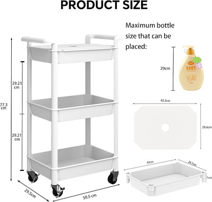 Steehoom 3-Tier Utility Rolling Cart - Image 3