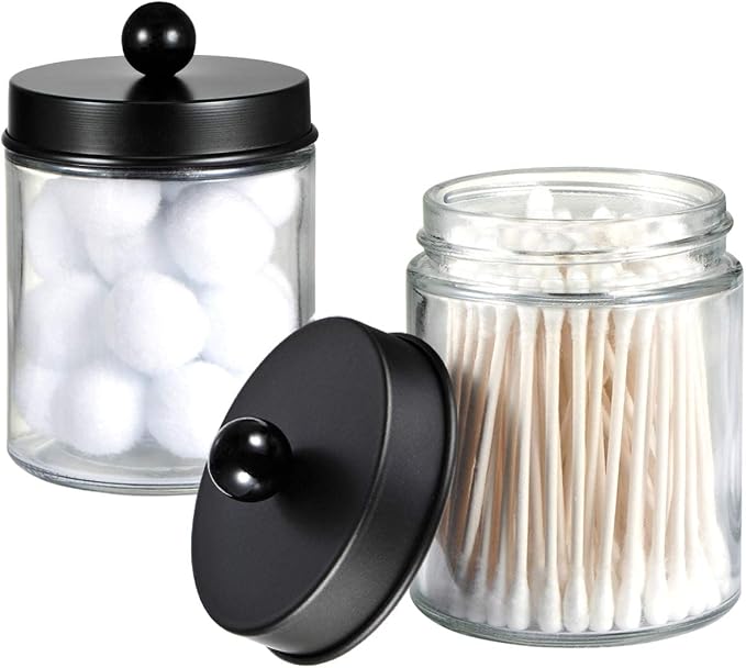 Amolliar 6Pc Apothecary Jars Bathroom Vanity Organizer- Rustic Farmhouse Decor - Image 3