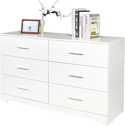 Karl home 6 Drawer Dresser, Wood White Vanity Drawer Cabinet, Bedroom Storage - Image 4