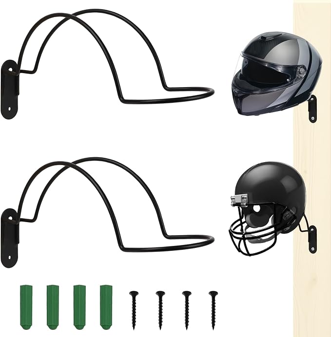 2 Pcs Helmet Rack Hanger Wall Mount Display, Helmet Holder Hooks Wall Mount by Unknown