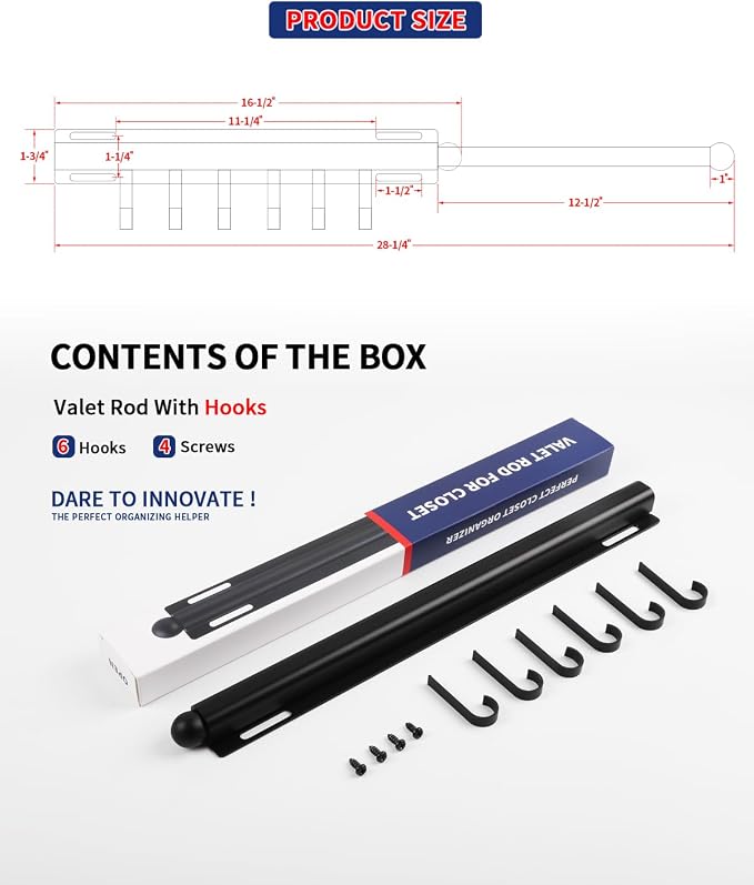 BaiNong Valet Rod for Closets Pull Out 16.5" Black - Image 4
