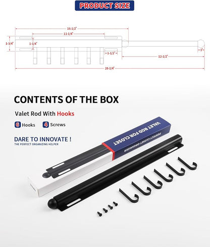 BaiNong Valet Rod for Closets Pull Out 16.5" Black - Image 4