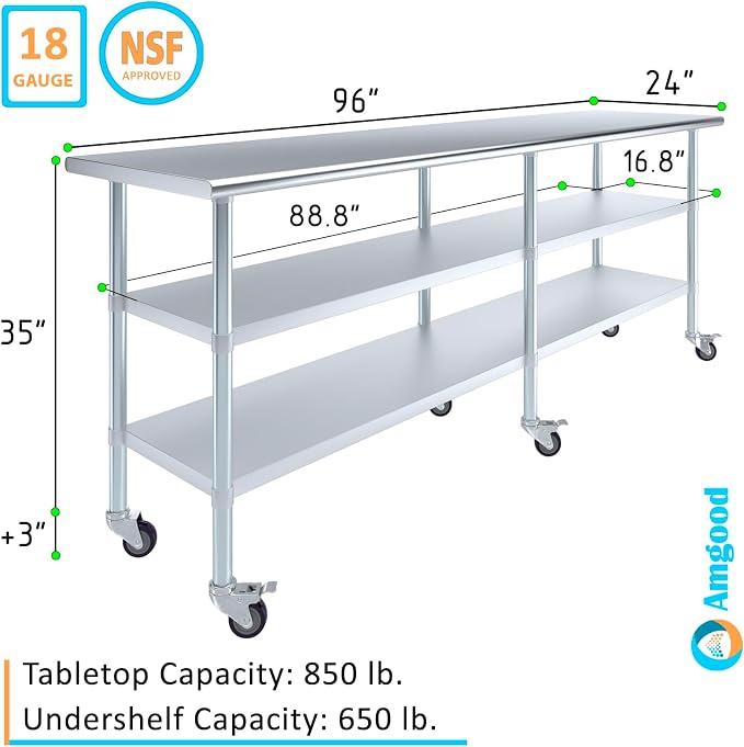 AmGood Stainless Steel Work Table - Image 3