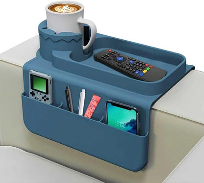 Silicone Couch Cup Holder Tray, 3-Side Sofa Armrest Organizer by Unknown