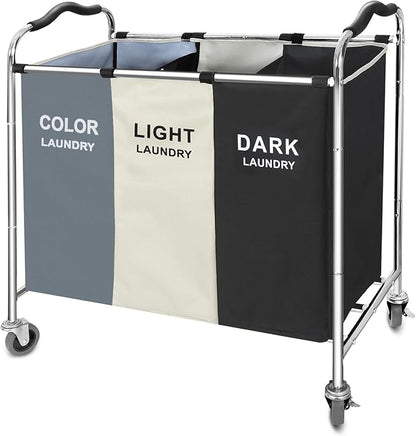 Laundry Basket with Wheels, 240L Laundry Hamper with 3 Clothes Hamper Bag by Unknown