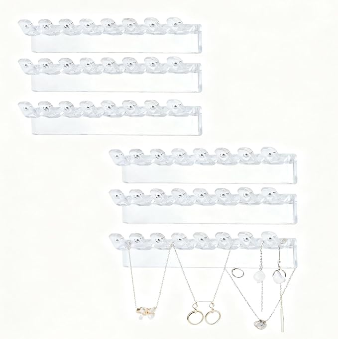 6 Pack Acrylic Necklace Hanger Wall Mounted Necklace Organizer Hanging Jewelry by Unknown