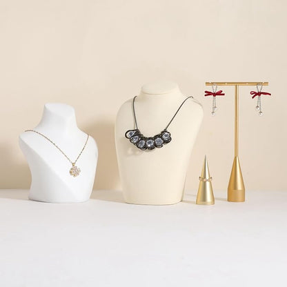 GemeShou Beige necklace hanger jewelry organizer, Velvet jewelry stand necklace - Image 3