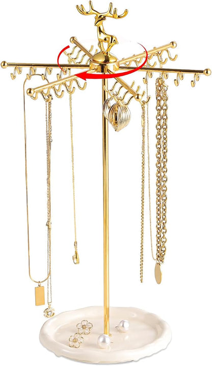Necklace Holder Jewelry Stand, Rotating Necklace Holder Organizer by Leijosya