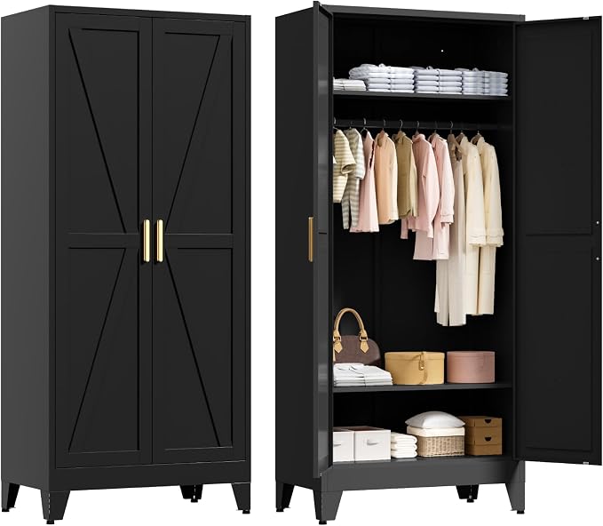 71" Tall Metal Wardrobe Closet by LCAOPC