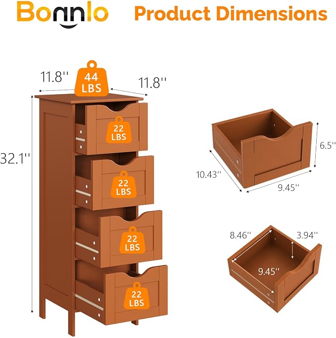 Bonnlo Skinny Bathroom Floor Storage Cabinet, Living Room - Image 3