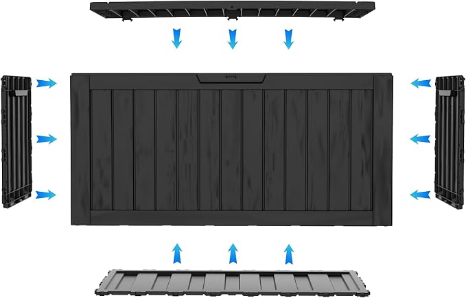 75 Gallon Deck Box, Resin Outdoor Indoor Waterproof Storage Box, Lockable - Image 5