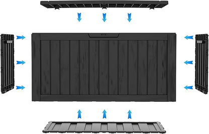 75 Gallon Deck Box, Resin Outdoor Indoor Waterproof Storage Box, Lockable - Image 5
