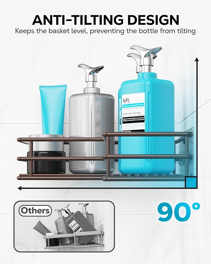 Nieifi Adhesive Corner Shower Caddy Shelf Basket Rack - Image 6