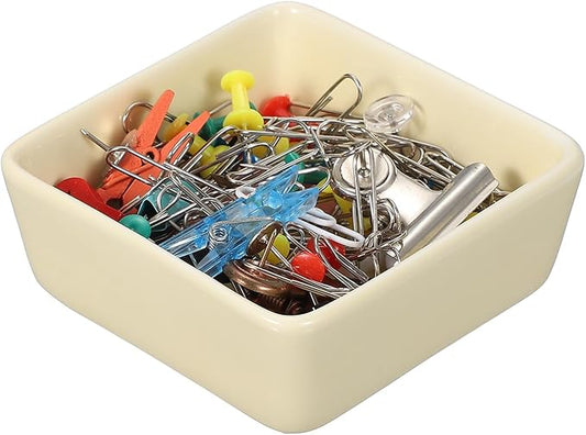 PATIKIL Square Paper Clip Holders, Ceramic Bowl Dish Clip Dispenser Organizer by PATIKIL
