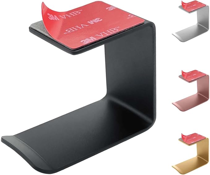 Aluminum Under-Desk Headphone Hook, by MtJun