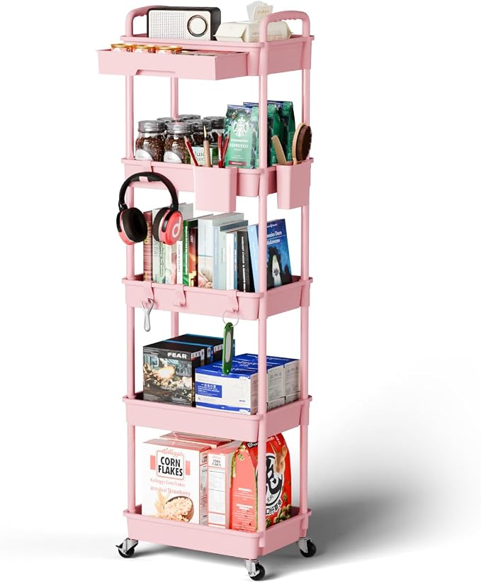 Sorgion 5 Tier Rolling Cart Organizer, Bathroom Cart Organizers by Sorgion